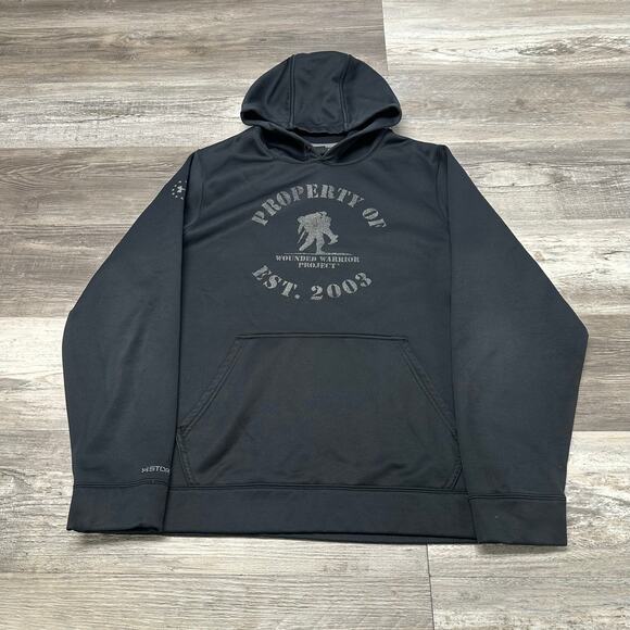 Under Armour UA Storm Black Grey Mens M Loose Fit Wounded Warrior Project Hoodie - Picture 2 of 9